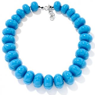  Avis by Iris Apfel Open SkyTurquoise Color Carved Bead 29 Necklace