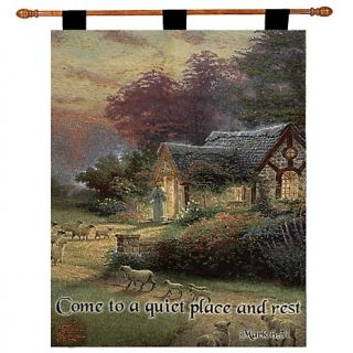 Thomas Kinkade Good Shepherds Cottage Scripture Tapestry   36 x 26