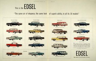 1957 Ad Ford Edsel Eighteen Models Automobile Corsair