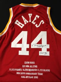 Elvin Hayes Houston Rockets Signed Throwback Stat Jersey RARE Proof