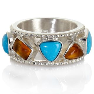 Jay King Sleeping Beauty Turquoise and Amber Band Ring at