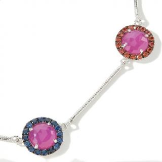 23.96ct Ruby and Colors of Sapphire Sterling Silver 18 Station