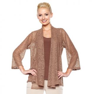 Slinky® Brand 3/4 Sleeve Crochet Jacket with Tank Set