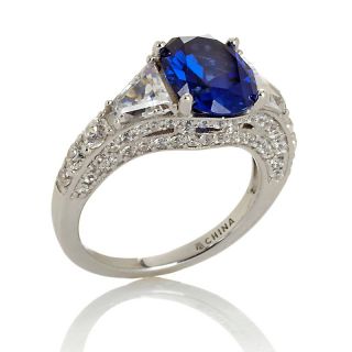 Jean Dousset Absolute Created Sapphire and Trillion Cut Ring