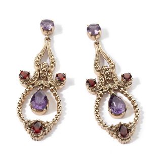 Nicky Butler 6.70ct Amethyst and Garnet Bronze Drop Earrings