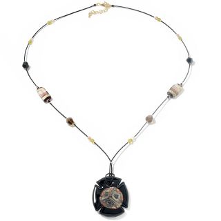  by Manuela Murano by Manuela Circular Cross Beaded Glass 35 Necklace