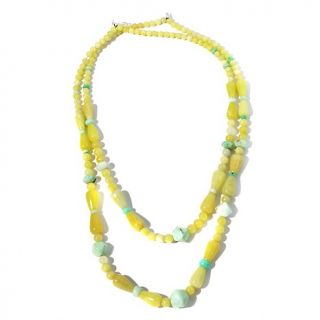  Sea Breeze and Yellow Bauhina Stone Sterling Silver 26 1/2 Necklace