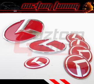  Optima KDM K5 T GDI Chrome K Logo 7 Pieces Emblem Combo Set Red