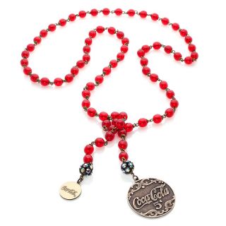 Coca Cola Red Beaded 5 Cent Charm 41 Lariat Necklace at