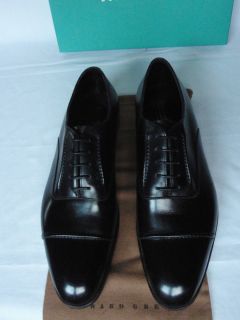 Edward Green Claydon Black Calf Leather U Throat Cap Toe Lace Up Shoes