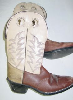 Boys Childs Laredo Cowboy Boots Tri Color Leather 3 5