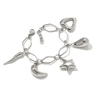 stately steel polished puffed 7 34 charm bracelet d 2012051114254759