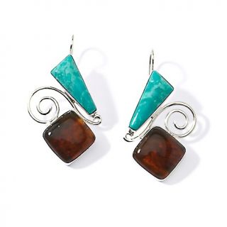 Jewelry Earrings Drop Jay King Alecia Green Turquoise/Amber Swirl