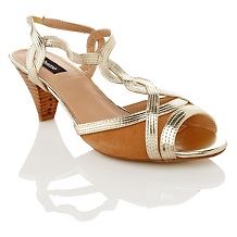 theme strappy metallic sandal with cone heel $ 14 95