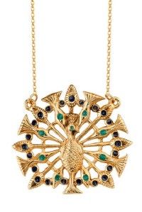 115 New House of Harlow 14kt Gold Peacock Necklace