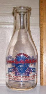 Odd Thatcher Manufacturing Elmira NY WW II Patriotic Dairy Milk Bottle