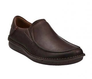 Clarks Un Lendon Mens DK Brown Leather Comfort Slip On