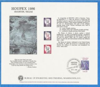 BEP Souvenir Card B 97 Houpex 1986 V C Cancel 3c 8c 11C Statue of