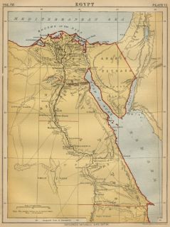 Egypt and The Nile Region Authentic 1889 Map Showing Topography Cities