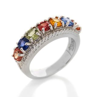 35ct Colors of Sapphire Sterling Silver Rope Design Band Ring