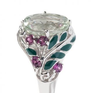 Victoria Wieck 3.8ct Prasiolite and Rhodolite Enamel Ring