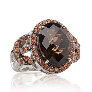 Sima K Sima K 10.13ct Smoky Quartz and Orange Sapphire Sterling Silver