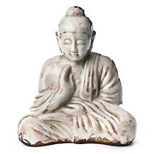 vern yip white glazed ceramic sitting buddha statue $ 39 95