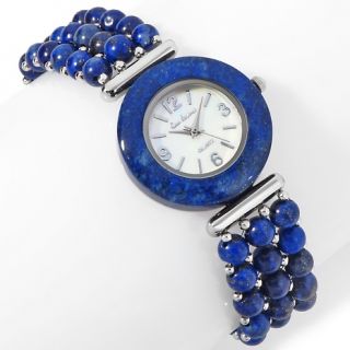 Gem Essence™ Gemstone Case 3 Row Beaded Stretch Watch