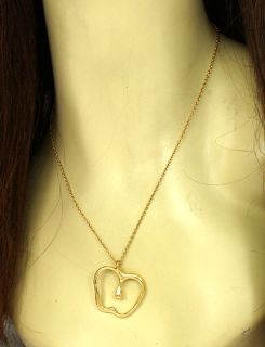 Tiffany Co Elsa Peretti 18K Gold Large Apple Pendant with 30 Chain