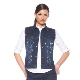 Fashion Jackets & Outerwear Vests DG2 Heart Embellished Denim
