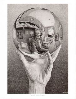 MC Escher Print Hand with Reflecting Globe Self Portrait
