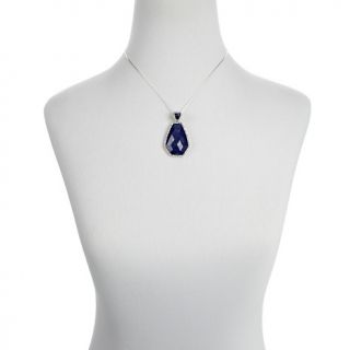 Sally C Treasures Lapis and White Topaz Sterling Silver Pendant with