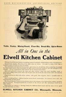 1906 Ad Elwell Kitchen Cabinet Family Furniture Pantry   ORIGINAL