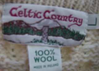 Celtic Country Fishermans Knit Sweater Ireland Blue M Cream L