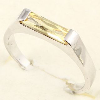 3x10mm Emerald Cut Yellow Sapphire 3 Ring
