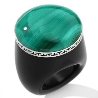 Malachite and Black Onyx Sterling Silver Bold Ring