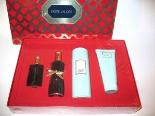 new sealed estee lauder youth dew gift set 4 pc perfume powder lotion