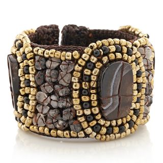 Sally C Treasures Onyx and Multigemstone Cuff Bracelet at