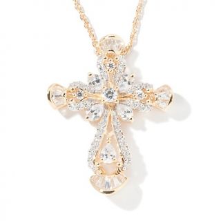 Victoria Wieck 1.64ct Absolute™ Baguette Tipped Cross Pendant with