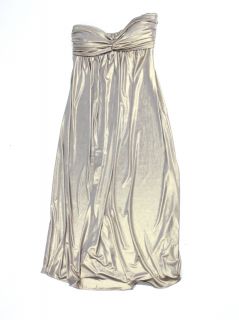  Metallic Gold Jersey STRPLSS MIDI Empire Waist Dress 6 $605 New