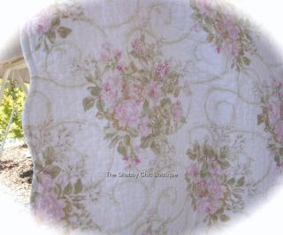  Quilt Set Shabby Petal Pink Roses Old English Scroll Chic New