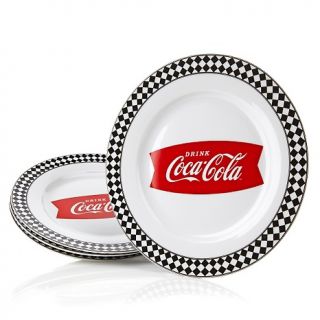 Coca Cola Round 60s Style Logo Dinner Plates   Set of 4