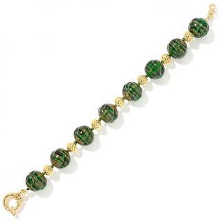 Murano Glass Green Swirl 8 Bead Bracelet