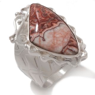 Geometric Jay King Mexican Lace Agate Sterling Silver Ring