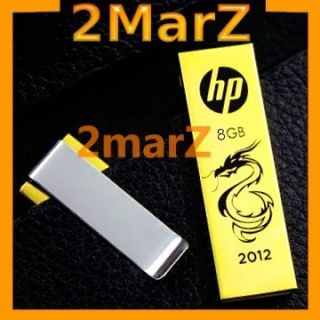 USB Flash Pen Drive Disk Memory Metal Clip Gold Dragon Genuine