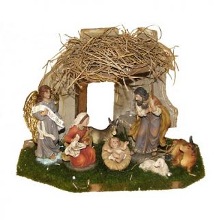 Kurt Adler Table Top Nativity with Wooden Stable   10.5in