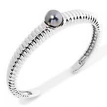 Designs by Turia Tahitian Pearl Silver Hammered Bracelet