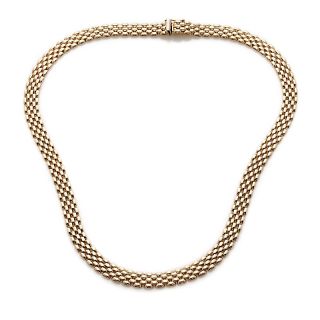 14K Gold Polished Panther Link 17in Necklace   6.5mm