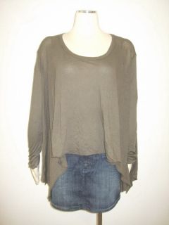 Enza Costa Olive Green Bias Sides Long Sleeves Top XS s M L Casual