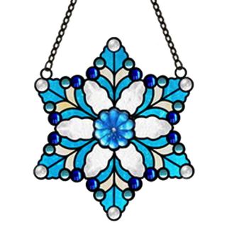 River of Goods Snowflake Stained Glass Window Panel